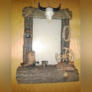 Rainbow Western Rustic Photo Frame with Brown Accents
